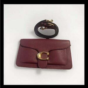 COACH Tabby Pebble Leather Chain Crossbody Bag 19 Purse - Maple/Brass